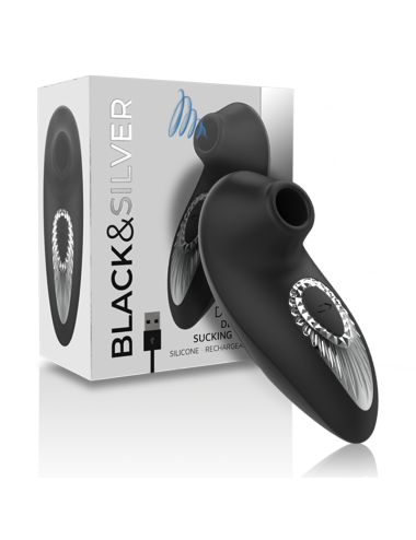 BLACK&SILVER - DRAKE DELUXE SUCKING VIBE SILICONE RECARREGÁVEL PRETO