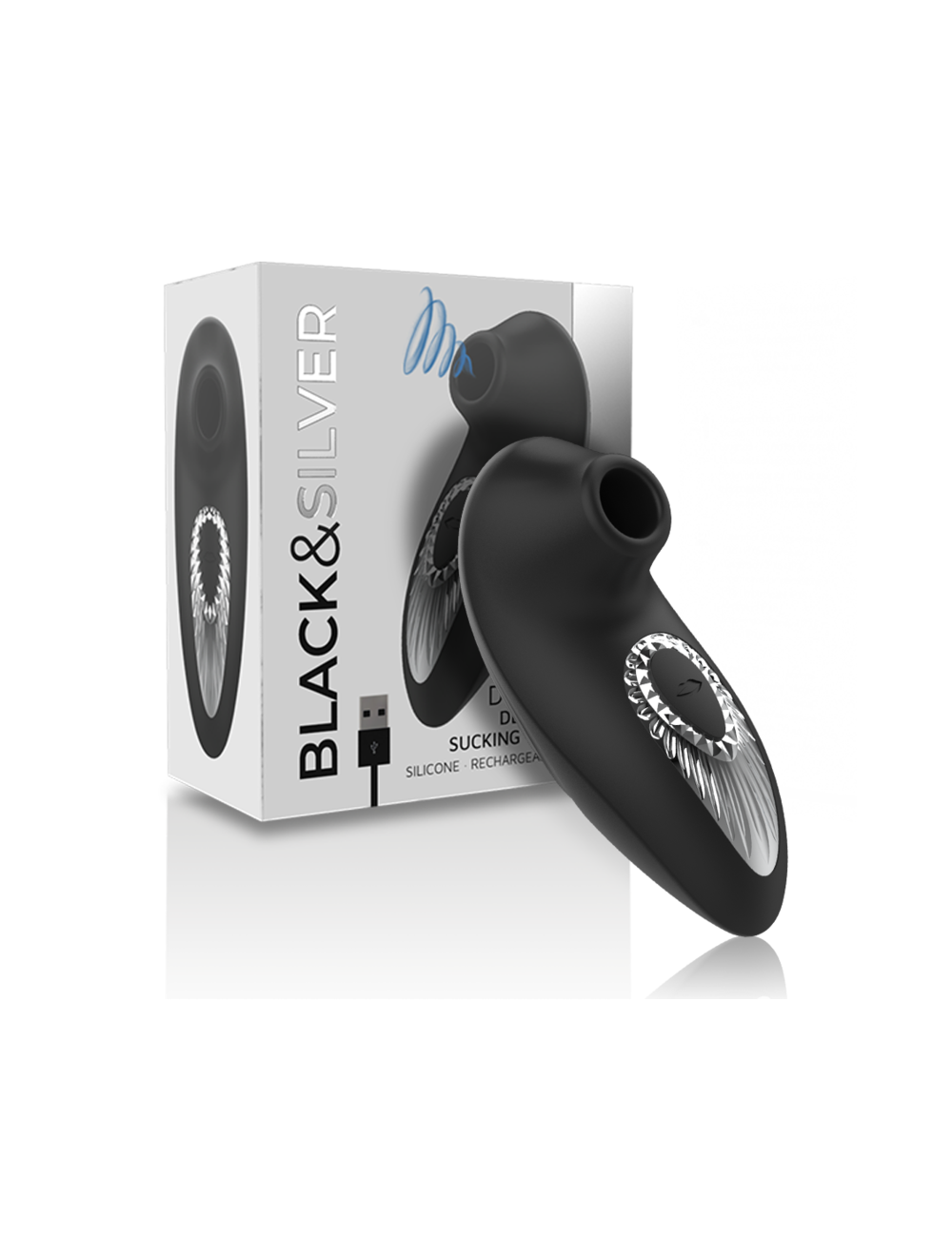 BLACK&SILVER - DRAKE DELUXE SUCKING VIBE SILICONE RECARREGÁVEL PRETO