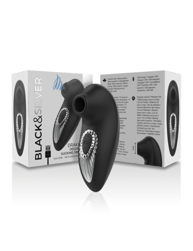 BLACK&SILVER - DRAKE DELUXE SUCKING VIBE SILICONE RECARREGÁVEL PRETO