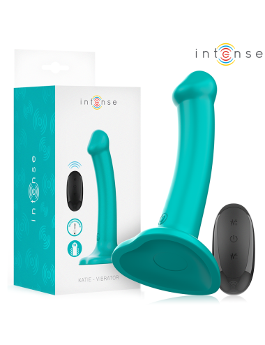 INTENSE - VIBRADOR KATIE COM VENTOSA 10 VIBRAÇÕES CONTROLE REMOTO AZUL