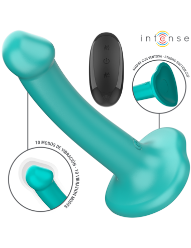 INTENSE - VIBRADOR KATIE COM VENTOSA 10 VIBRAÇÕES CONTROLE REMOTO AZUL