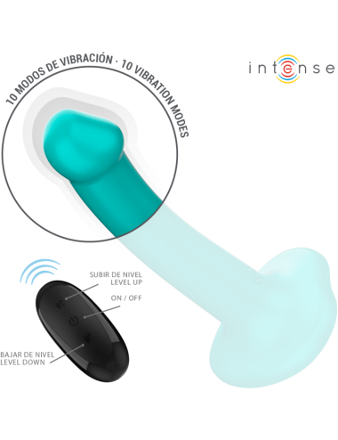 INTENSE - VIBRADOR KATIE COM VENTOSA 10 VIBRAÇÕES CONTROLE REMOTO AZUL