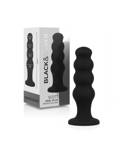 BLACK&SILVER - PLUG ANAL DE SILICONE SCOTT PREMIUM PRETO