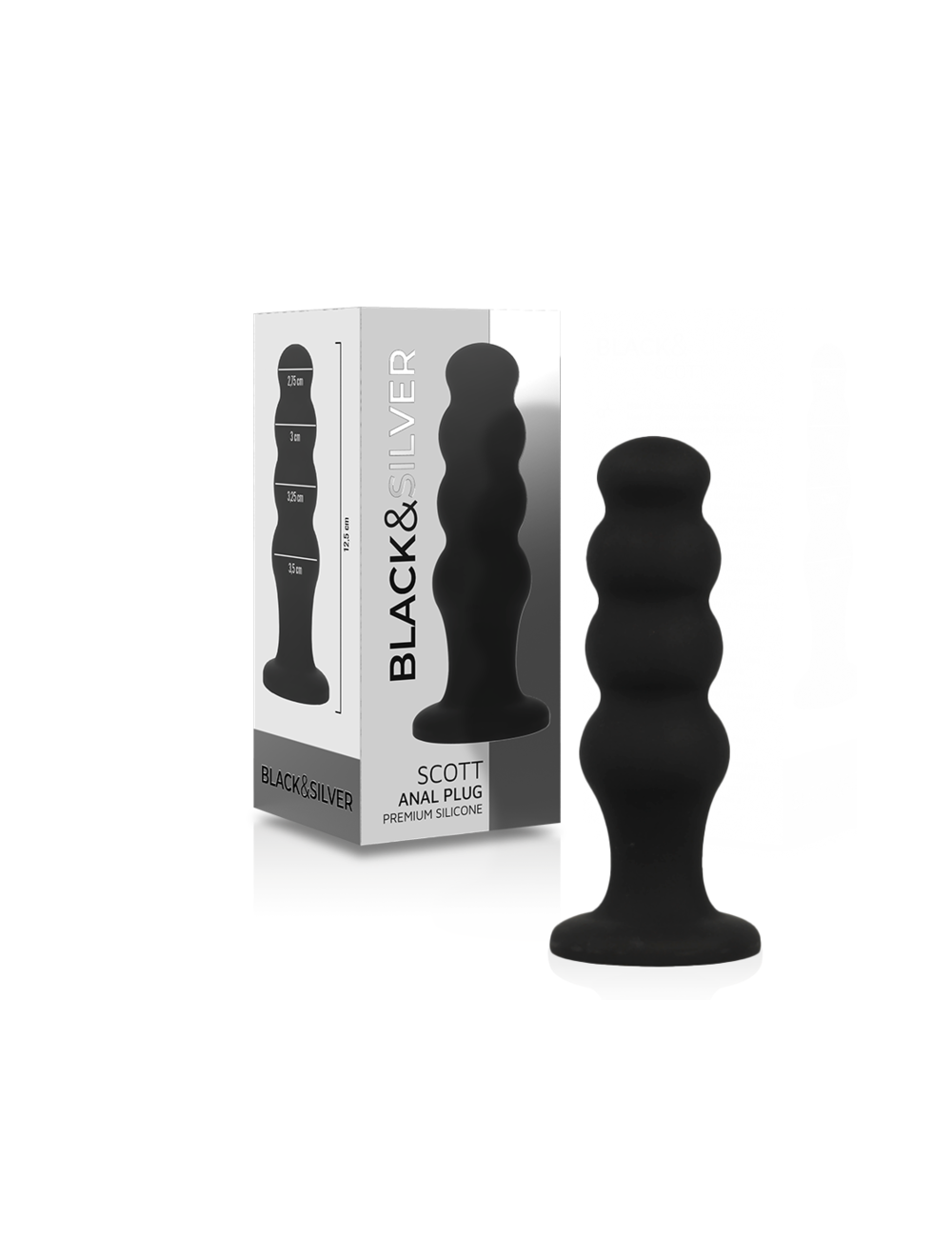 BLACK&SILVER - PLUG ANAL DE SILICONE SCOTT PREMIUM PRETO