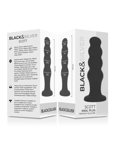 BLACK&SILVER - PLUG ANAL DE SILICONE SCOTT PREMIUM PRETO