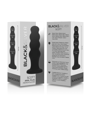 BLACK&SILVER - PLUG ANAL DE SILICONE SCOTT PREMIUM PRETO