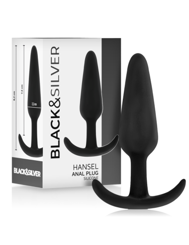 BLACK&SILVER - PLUG ANAL DE SILICONE HANSEL COM CABO PEQUENO