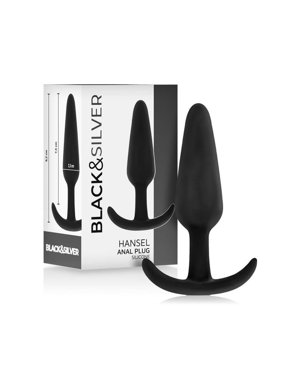 BLACK&SILVER - PLUG ANAL DE SILICONE HANSEL COM CABO PEQUENO