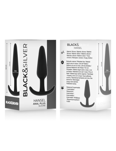 BLACK&SILVER - PLUG ANAL DE SILICONE HANSEL COM CABO PEQUENO