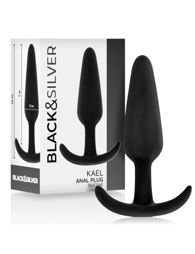 BLACK&SILVER - PLUG ANAL DE SILICONE KAEL COM CABO MÉDIO