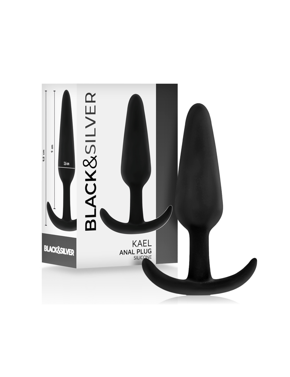 BLACK&SILVER - PLUG ANAL DE SILICONE KAEL COM CABO MÉDIO