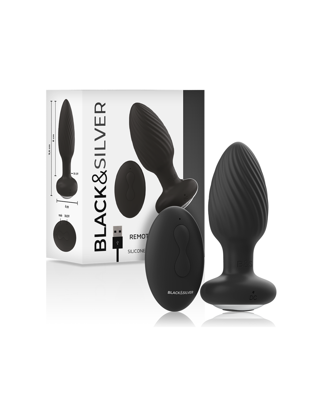 BLACK&SILVER - PLUG DE POÇOS SILICONE ANAL ROTATOR CONTROLE REMOTO