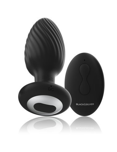 BLACK&SILVER - PLUG DE POÇOS SILICONE ANAL ROTATOR CONTROLE REMOTO
