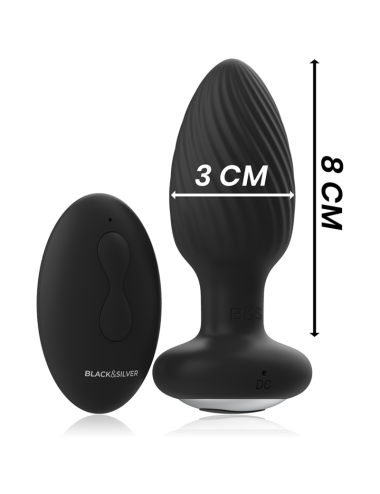 BLACK&SILVER - PLUG DE POÇOS SILICONE ANAL ROTATOR CONTROLE REMOTO