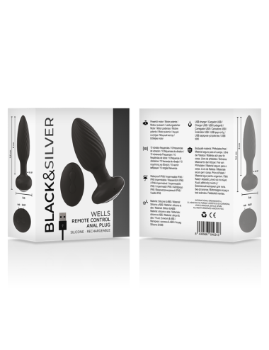 BLACK&SILVER - PLUG DE POÇOS SILICONE ANAL ROTATOR CONTROLE REMOTO