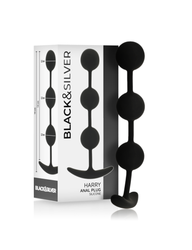 BLACK&SILVER - ROSÁRIO ANAL HARRY 3 ESFERAS DE SILICONE 14 CM