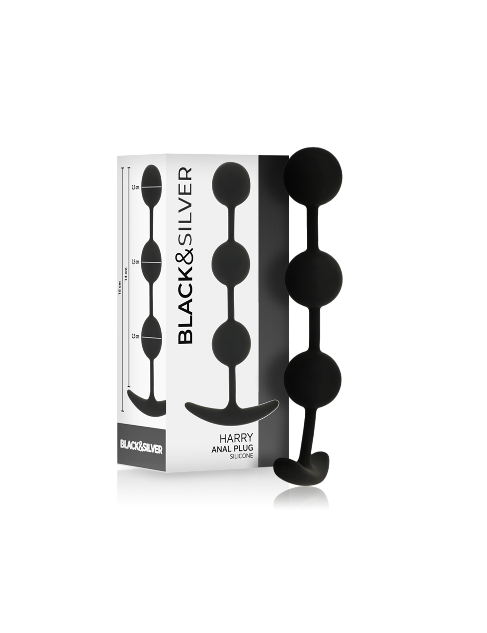 BLACK&SILVER - ROSÁRIO ANAL HARRY 3 ESFERAS DE SILICONE 14 CM