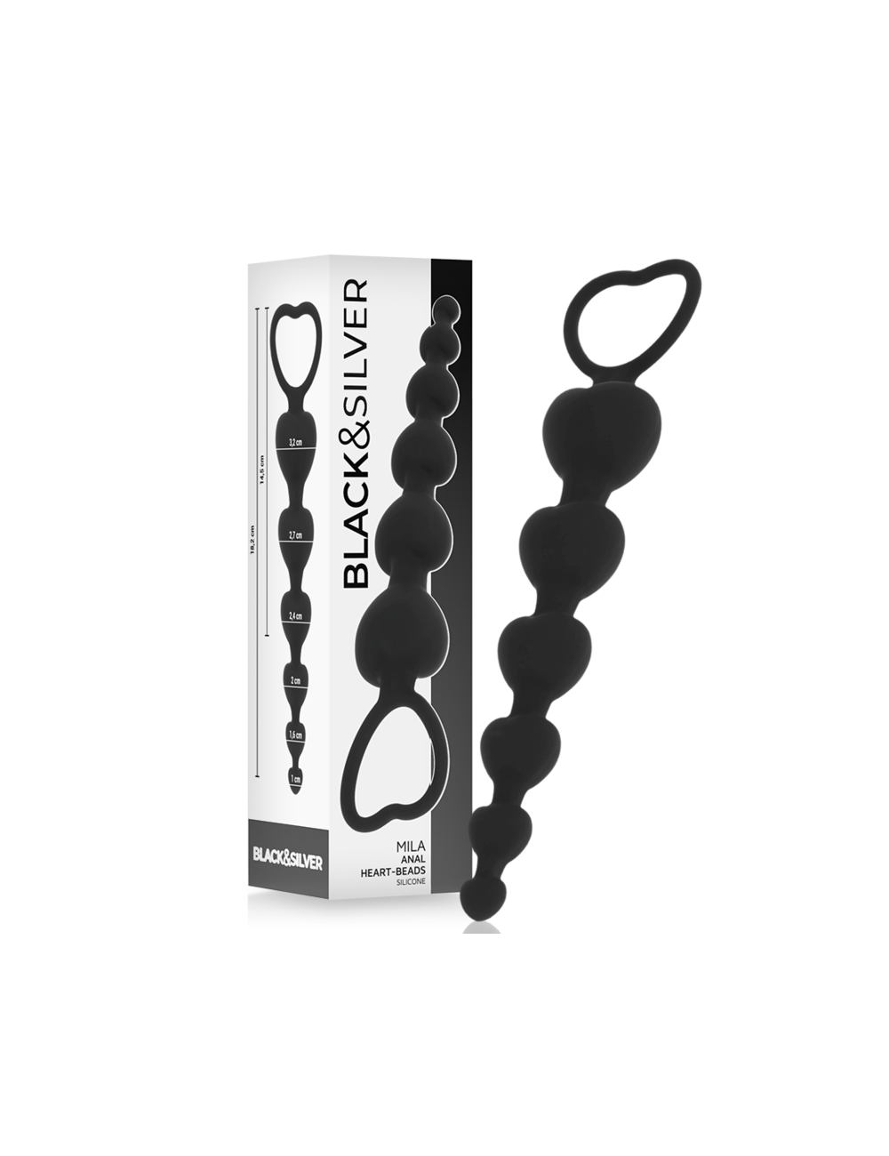 BLACK&SILVER - CADEIA DE CORAÇÕES ANAL MILA 18 CM