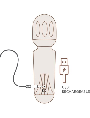 ROCKS-OFF - MINI VARINHA RECARREGÁVEL COM 16 FUNÇÕES, TULIPA PRETA