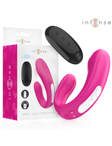INTENSE - JANET DUAL ESTIMULADOR EM U E VIBRADOR COM CONTROLE REMOTO ROSA