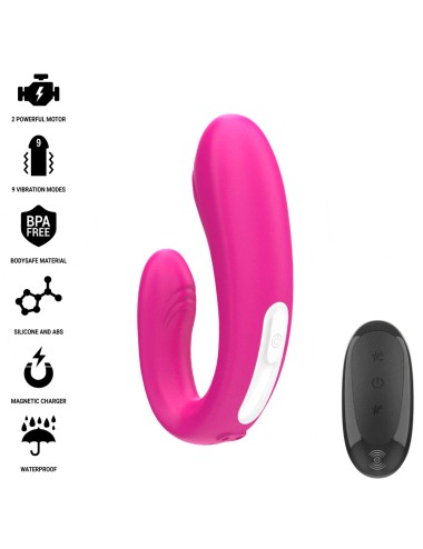 INTENSE - JANET DUAL ESTIMULADOR EM U E VIBRADOR COM CONTROLE REMOTO ROSA