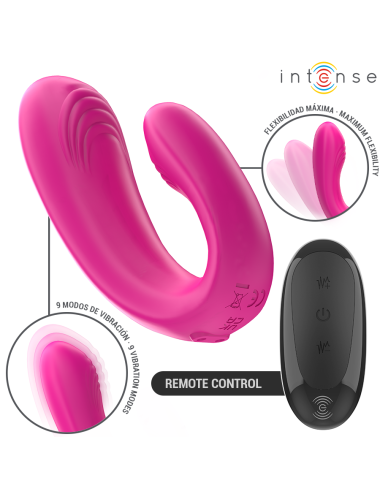 INTENSE - JANET DUAL ESTIMULADOR EM U E VIBRADOR COM CONTROLE REMOTO ROSA