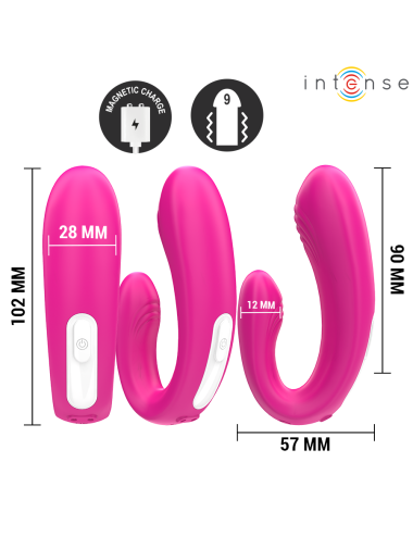 INTENSE - JANET DUAL ESTIMULADOR EM U E VIBRADOR COM CONTROLE REMOTO ROSA