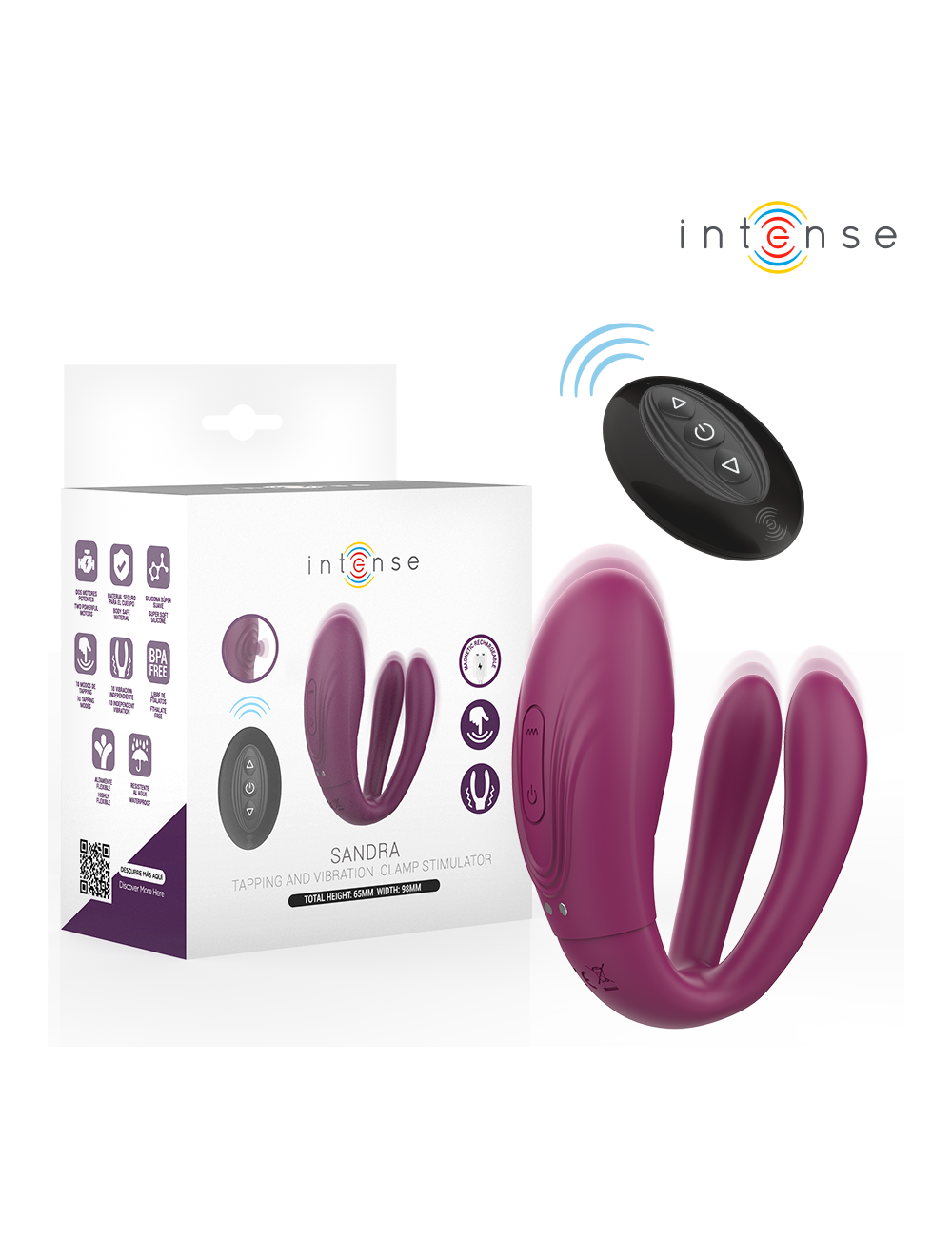 INTENSE - SANDRA ESTIMULADOR DE TOQUE E VIBRAÇÃO COM CONTROLE REMOTO