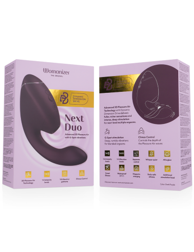 WOMANIZER - DUO NEXT Estimulador Duplo de Clitóris e Ponto G Roxo Escuro