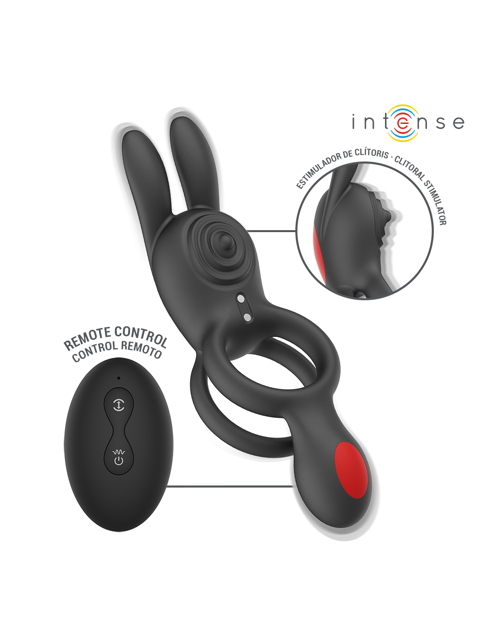 INTENSE - ANEL VIBRATÓRIO DUPLO QUINN COM CONTROLE REMOTO