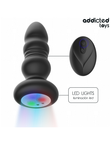 ADDICTED TOYS - PLUG ANAL GIRATÓRIO VIBRATÓRIO COM LUZ LED E CONTROLE REMOTO
