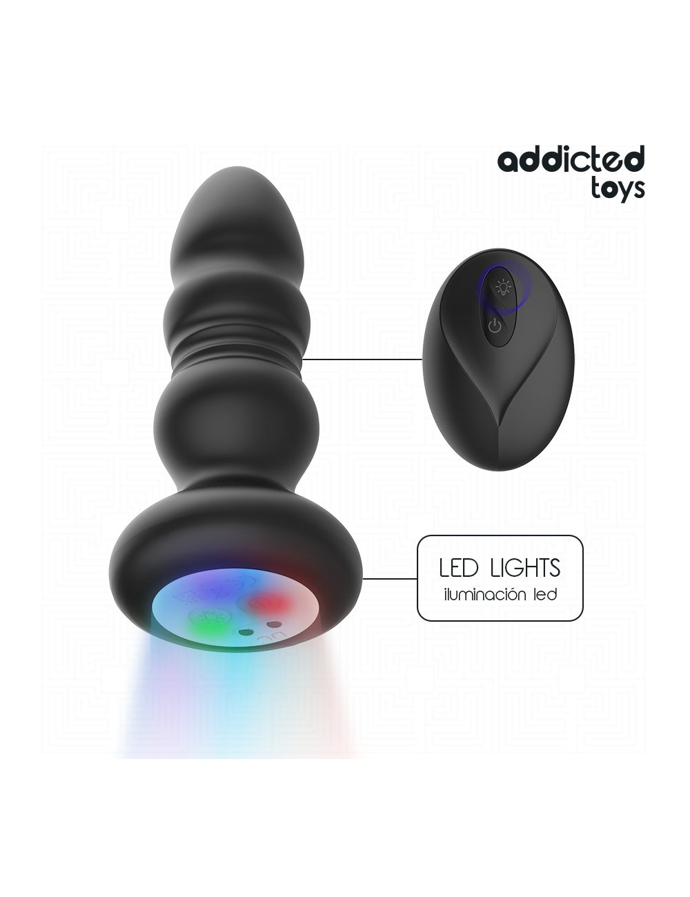 ADDICTED TOYS - PLUG ANAL GIRATÓRIO VIBRATÓRIO COM LUZ LED E CONTROLE REMOTO
