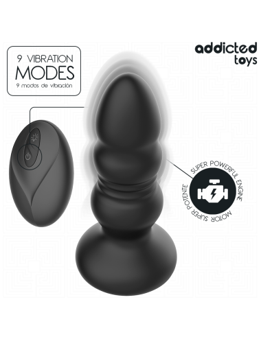 ADDICTED TOYS - PLUG ANAL GIRATÓRIO VIBRATÓRIO COM LUZ LED E CONTROLE REMOTO