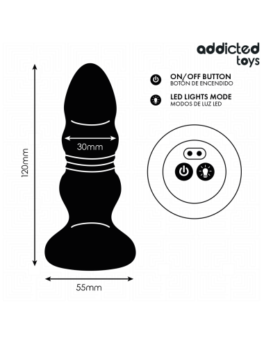 ADDICTED TOYS - PLUG ANAL GIRATÓRIO VIBRATÓRIO COM LUZ LED E CONTROLE REMOTO