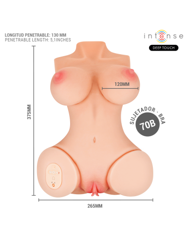 INTENSE DEEP TOUCH - VERO TORSO, ÂNUS E VAGINA COM SUCÇÃO, CALOR, VIBRAÇÃO E EFEITOS DE VOZ COM CONTROLE REMOTO 5,5 KG