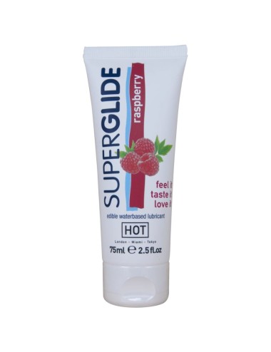 HOT - SUPERGLIDE LUBRIFICANTE COMESTÍVEL À BASE DE ÁGUA COM SABOR FRAMBOESA 75 ML