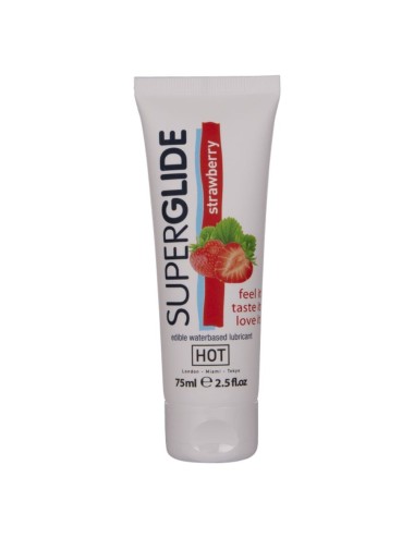 HOT - SUPERGLIDE LUBRIFICANTE COMESTÍVEL À BASE DE ÁGUA MORANGO 75 ML