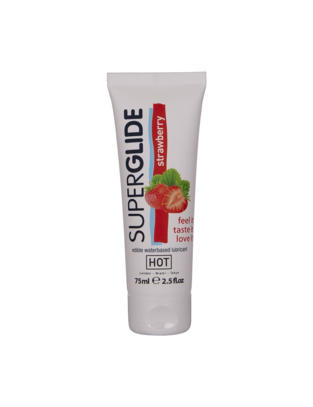 HOT - SUPERGLIDE LUBRIFICANTE COMESTÍVEL À BASE DE ÁGUA MORANGO 75 ML