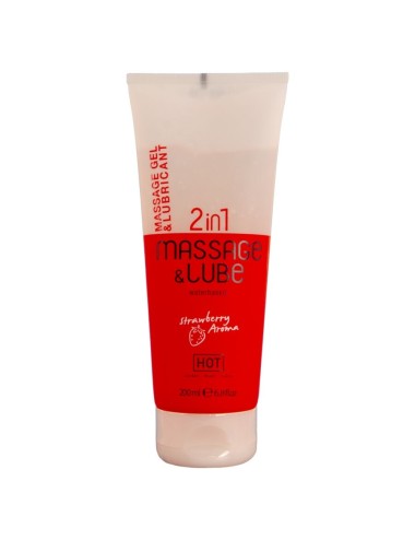 HOT - GEL DE MASSAGEM E DESLIZAMENTO 2 EM 1 MORANGO 200 ML