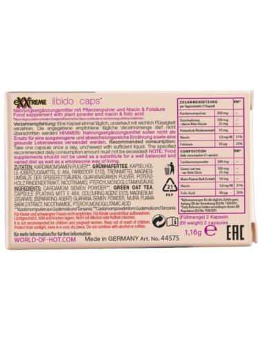 HOT - CÁPSULAS PARA LIBIDO EXTREMA MULHER 2 UNIDADES