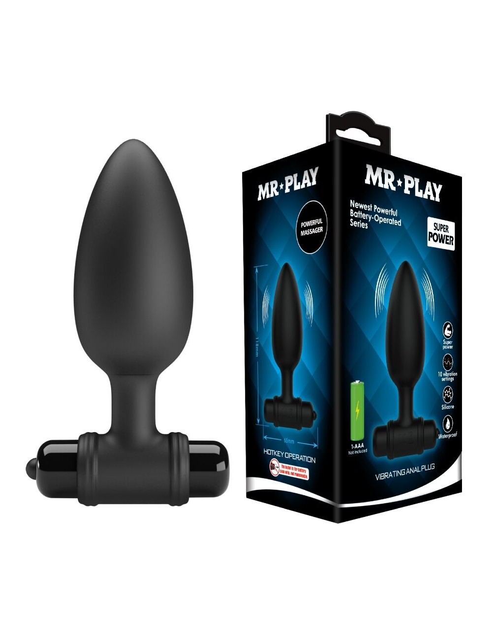 MR PLAY - PLUG ANAL SUPER POWER COM VIBRAÇÃO
