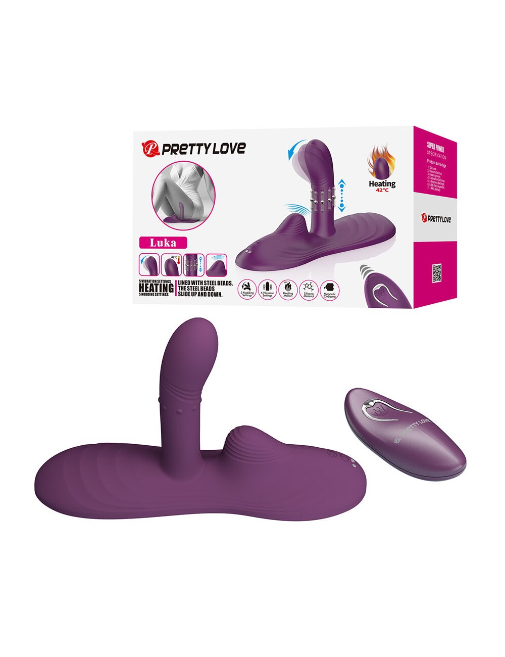 PRETTY LOVE - LUKA VIBRADOR DE SENTADO COM EFEITO DE CALOR E CONTROLE REMOTO