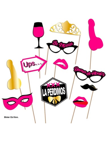 DIABLO PICANTE - CONJUNTO PHOTOCALL PARTY MODELO 2 - 12 UNIDADES