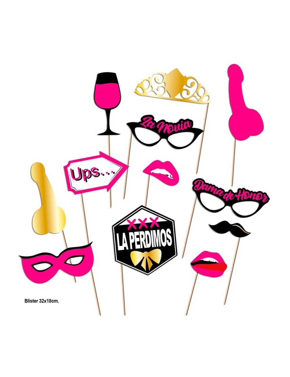 DIABLO PICANTE - CONJUNTO PHOTOCALL PARTY MODELO 2 - 12 UNIDADES