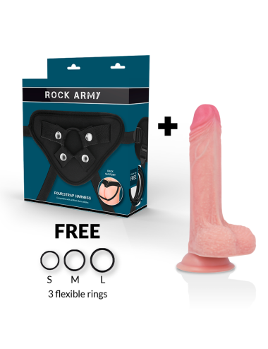 ROCKARMY - ARNÊS + SILICONE LÍQUIDO PREMIUM MUSTANG REALISTA 18 CM -O- 4.14 CM