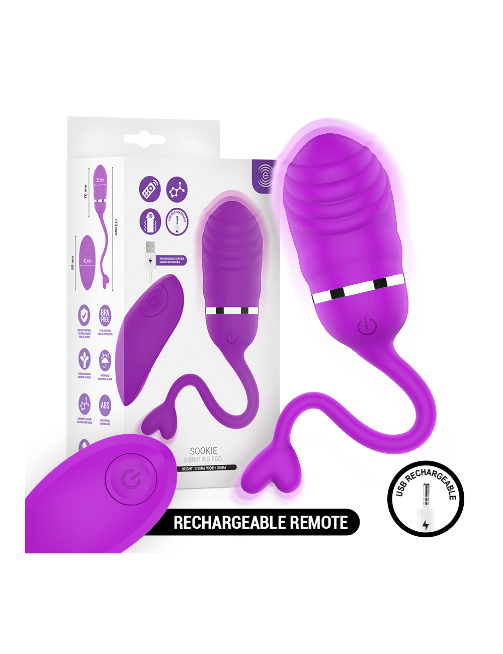 INTENSE - SOOKIE OVO VIBRATÓRIO COM CONTROLE REMOTO ROXO