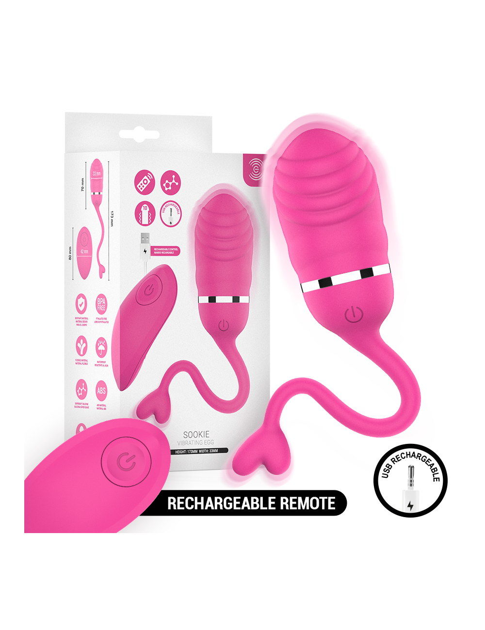 INTENSE - SOOKIE OVO VIBRATÓRIO COM CONTROLE REMOTO ROSA