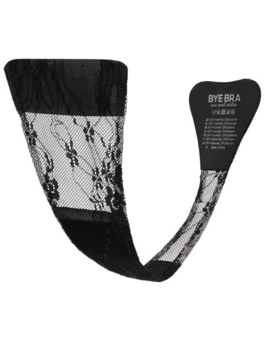 BYE-BRA - TANGA ADHESIVO ENCAJE NEGRO TALLA ÚNICA