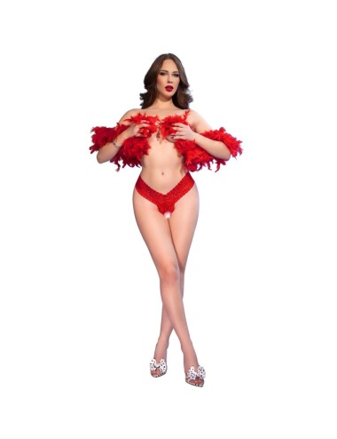 CHILIROSE - CR 4885 RED OPEN-CROTCH THONGS M