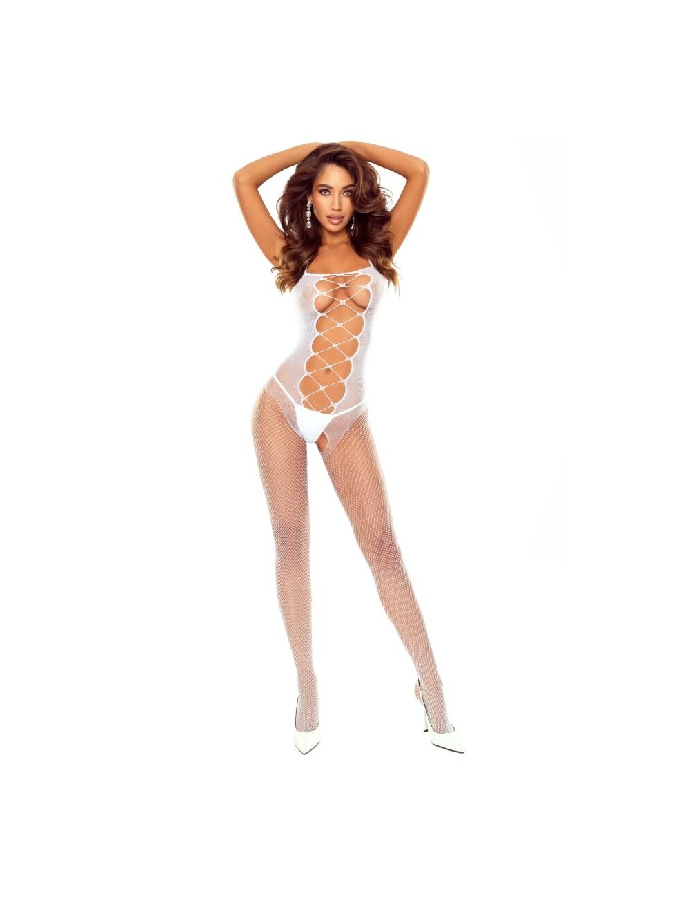 PASSION - BS124 WHITE LACED BODYSTOCKING